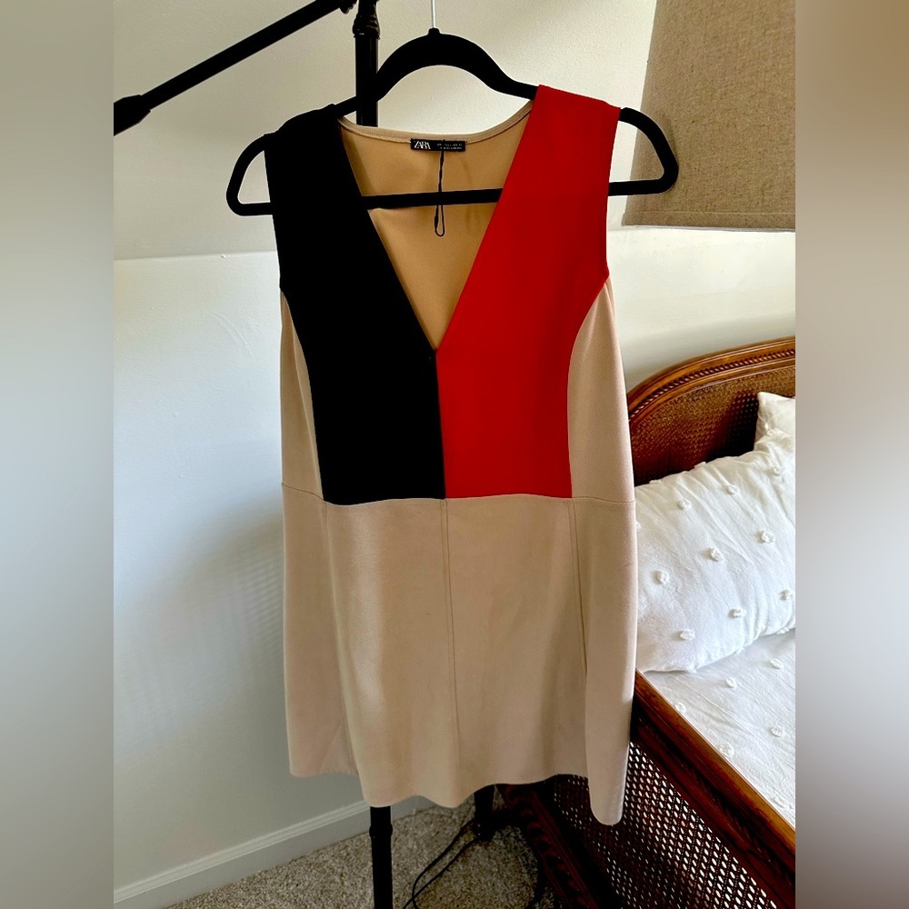 Zara suede colorblock dress